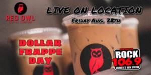 Iced frappe cups with Red Owl logo